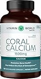 Vitamin World Coral Calcium 1500 mg. 120 Capsules, Mineral Supplement, Rapid-release, Gluten Free