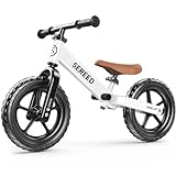 SEREED 12 Inch Toddler Balance Bike, No Pedal Bike for Kids 24 Months to 5 Years Old, Customize Plate (3 Sets of Stickers Included), Tool-Free Adjustments, Gift for Boys Girls 2-5 (White)