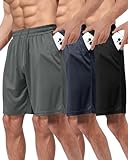 3 Pack Gym Basketball Mens Shorts - Quick Dry Black Workout Athletic Shorts with Pockets for Casual Running