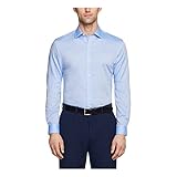 Tommy Hilfiger Men's Dress Shirt Slim Fit Non Iron Solid, Blue, 16' Neck 32'-33' Sleeve
