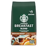 Starbucks Ground Coffee, Medium Roast Coffee, Breakfast Blend, 100% Arabica, 1 bag (28 oz)