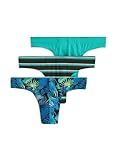 Jockey Men's Underwear Casual Cotton Stretch Thong - 3 Pack, Ombre Tropics/Teal Breeze/Vivid Stripe, XL