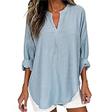 Generic Qvc.Com Shopping Online,Long Sleeve Women's Pleated Square Neck Long Sleeve Cotton Faux Oversized T Shirt Ladies Clothes Plus Size (Blue-c, XL), X-Large