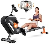 pooboo rowing machine, Max 350 LBS Magnetic Rower with LCD Monitor, Tablet Holder, Upgraded Rowing machines for home use