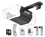 Decko 24503 3/4 Horse Power Heavy Duty Quiet Belt Drive Garage Door Opener with 3 Function Locking Wall Control, Two - 3 Button Remotes and Wireless Key Pad