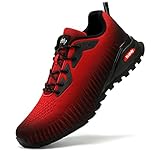 ikunka Men'S Fashion Sneakers Lightweight Breathable Walking Shoes Tennis Cross Training Shoe Non Slip Trail Running Shoes（Black Red 12）