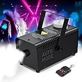 Upgraded Fog Machine with Continuous Fog, Fansteck Halloween Smoke Machine Professional Time Control One Key to Get 30S 60S 80S 3 Modes Continuous Spray, Remote Control/Over Temperature Protection