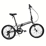 ZiZZO Campo 20 inch Folding Bike with 7-Speed, Adjustable Stem, Light Weight Frame (BLACK)