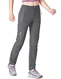 Gopune Women's Outdoor Quick Dry Lightweight Hiking Mountain Pants with Zipper Pockets (Deep Grey,S)