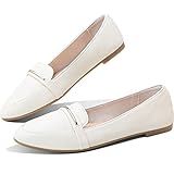 Obtaom Women's Faux Leather Ballet Flat,Comfortable Office Slip Ons,PU Working Loafer Flat(Beige US8)