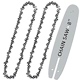 [3 Pack] 2 Pcs 8 Inch Pole Saw/Chainsaw Chains 3/8' LP Pitch .050'' Gauge 33 Drive Links with Chainsaw Guide Bar Fits Chicago, Earthwise, Greenworks, Sun Joe and more (2 Chain+1 bar）