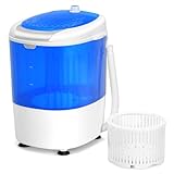 COSTWAY Portable Mini Washing Machine with Spin Dryer, Washing Capacity 5.5lbs, Electric Compact Machines Durable Design Energy Saving, Rotary Controller, Laundry Washer for Home Apartment RV, Blue