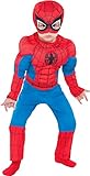 Party City Classic Spider-Man Muscle Halloween Costume for Toddler Boys, includes Headpiece Multicolor