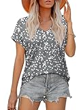 XIEERDUO Short Sleeve Tops for Women Trendy Short Sleeve Tops Business Casual Floral M