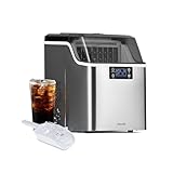 Newair Countertop Clear Ice Maker, 45lbs/day Ice Cube Machine, Self-Cleaning Function and Custom Ice Thickness, Portable Ice Maker, 24H Timer, Ideal for Home Office and Outdoor Bar, Stainless Steel