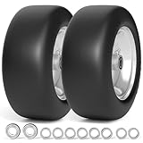 RONPOW 11x4.00-5 Flat Free Lawn Mower Tires, Zero Turn Mowers Solid Smooth Lawn Mower Front Tires, With 5/8' or 3/4' and 1/2' Precision Bearings and 3.4'-5' Center Hub, Load 350lbs, 2Pack Silver Gray