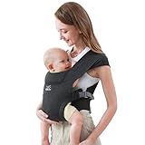 MOMTORY Newborn Carrier, Baby Carrier, Cozy Baby Wraps Carrier(7-25lbs), with Hook&Loop for Easily Adjustable, Soft Fabric, Deep Grey