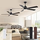 ZMISHIBO 2 Pack 52' Ceiling Fans with Lights, Black Modern Ceiling Fan with Remote, Farmhouse Indoor Ceiling Fan with Dual Finish Blades, Quiet & Strong Motor, Bright LED Light.