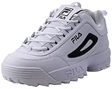 Fila Women's Disruptor II Sneaker, White/White/Black, 7.5 M