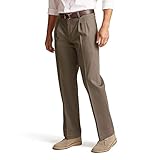 Dockers Men's Classic Fit Signature Khaki Lux Cotton Stretch Pants-Pleated (Regular and Big & Tall), Dark Pebble, 38W x 34L