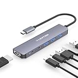 LENTION USB C Hub, 6 in 1 USB C to USB Adapter, USB C Multiport Hub with 4K HDMI Display, 1 USB-C Data Port, 3 5Gbps USB-A Ports, 100W PD and for New MacBook Pro, Mac Air and More (CE35s, Space Gray)