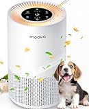 Air Purifiers for Home Large Rooms up to 1200ft², MOOKA H13 True HEPA Air Purifier for Bedroom Pets with Fragrance Sponge, Timer, Air Filter Cleaner for Smoke, Odor, Dander, Pollen (White)