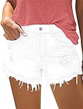 vWhite Denim Shorts for Women Cut off Summer Jean Shorts High Waisted Ripped Jean Shorts Mid Rise M