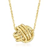 Ross-Simons Italian 14kt Yellow Gold Textured Love Knot Necklace. 20 inches