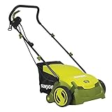 Sun Joe AJ801E 12-Amp, Electric Dethatcher and Scarifier w/Removeable 8-Gallon Collection Bag, 5-Position Height Adjustment, Airboost Technology Increases Lawn Health, 13 inch, Green