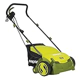 Sun Joe AJ801E 12-Amp, Electric Dethatcher and Scarifier w/Removeable 8-Gallon Collection Bag, 5-Position Height Adjustment, Airboost Technology Increases Lawn Health, 13 inch, Green
