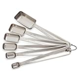 Sur La Table Rectangular Measuring Spoon Set, Stainless Steel, Fits in Spice Jars, Silver, Set of 6