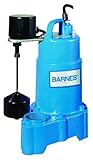 Barnes 112551 Model SP33VF Submersible Sump Pump - High-Efficiency for Residential Use, Cast Iron Vortex Impeller, 1/3 HP, 3000 GPH, Piggyback Mechanical Float Switch, 10 Waterproof Cord, 9'x9' Frame