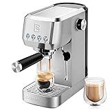 CASABREWS Espresso Machine 20 Bar, Professional Espresso Maker Cappuccino Machine with Steam Milk Frother, Stainless Steel Espresso Coffee Machine with 49oz Removable Water Tank, Silver