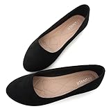 Stunner Upgrade Women Cute Slip On Ballet Shoes Classic Soft Solid Comfortable Pointed Toe Flats Black 43(10)