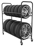 tongmo Tire Storage Rack with Protective Cover - Adjustable Metal Tire Rack for Indoor/Outdoor Use - 59' H x 59' W x 21' D (60in)