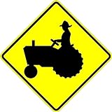 Municipal Supply & Sign Co Tractor Crossing Sign - Highly Visible 18 x 18 Warning Sign with 3M's High-Intensity Prismatic Reflective Sheeting for Enhanced Safety. Backed by a 10-Year 3M Warranty.