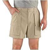 Guide Gear Cargo Shorts for Men Wakota - Casual and Cotton 6 Inch Inseam Shorts Khaki 38