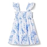 Janie and Jack Girls Smocked Floral Dress (Toddler/Little Big Kids), Blue