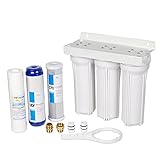 External RV Filter System RV Water Filter Store System Install with Bracket, 3-Stage RV Water Purifier Filtration System Compatible with Marines Boats and RVs