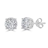 Women Round Diamond Stud Earrings Set In 925 Sterling Silver | Natural or Lab Grown | White or Yellow | Independent Lab Certified | Hypoallergenic (0.50 Carats TW, 925 Silver (NATURAL DIAMOND))