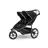 Thule Urban Glide 3 Double child all-terrain stroller, One-handed fold with self standing design, Air-filled tires, Upright seats with adjustable recline and built-in leg rest