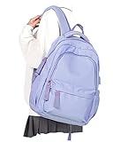 winspansy Small Backpack For School Girls Boys Aesthetic Lightweight Travel Daypack Simple Cute Backpack For Women Men College High School Bookbag Fit 14 Inch Laptop With USB charging port, Purple
