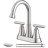 Hurran 4 inch Brushed Nickel 2-Handle Bathroom Sink Faucet with Pop-up Drain - Lead-Free Stainless Steel Centerset Faucet for Vanity, RV