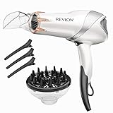 REVLON Infrared Hair Dryer with Diffuser | 1875W Blow Dryer with Infrared Heat Technology to Prevent Over-Drying, Maintain Natural Moisture, and Enhance Shine and Softness (White)