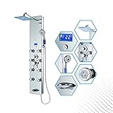 Blue Ocean 52' Aluminum SPA392M Shower Panel Column Tower with Rainfall Shower Head, 8 Multi-functional Nozzles