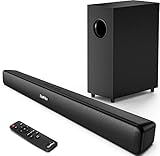 RIOWOIS Sound Bar, Sound Bars for TV, Soundbar, Surround Sound System Home Theater Audio with Wireless Bluetooth 5.0 for PC Gaming, AUX/Opt/Coax Connection, Remote Control Wall Mountable