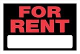 Hillman 839926 For Rent Sign with Space for Fill In, Black and Red Plastic, 8x12 Inches, 1-Sign