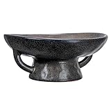 Creative Co-Op Stoneware Handle and Base, Black Reactive Glaze Bowl, 8' L x 8' W x 3.75' H