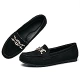 VERDASCO Women's Loafers Shoes Cute Flats Shoes Moccasin Penny Loafers Slip On Work Shoes Casual Shoes Ladies Comfort Walking Shoes Black 7