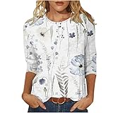 Ceboyel 3/4 Sleeve Tops for Women Summer Floral Paisley Print Tees Shirts Trendy Ladies Blouses Dressy Casual Clothing 2023